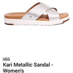 UGG Kari metallic silver leather sandals.  Women’s size 12.